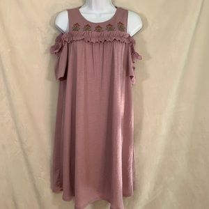 LC embroidered floral cold shoulder dress size M